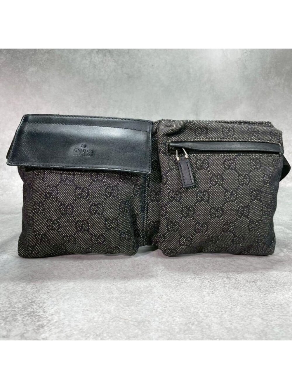 Gucci GG Belt Bag Shoulder Black Leather Canvas - Picture 2 of 10